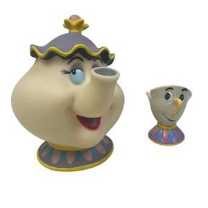 Vintage Disney Beauty and The Beast Mrs Potts Chip Plastic Collectible Bank